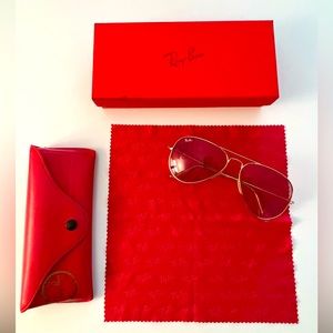 Authentic RayBan Aviator Sunglasses - PINK W GOLD